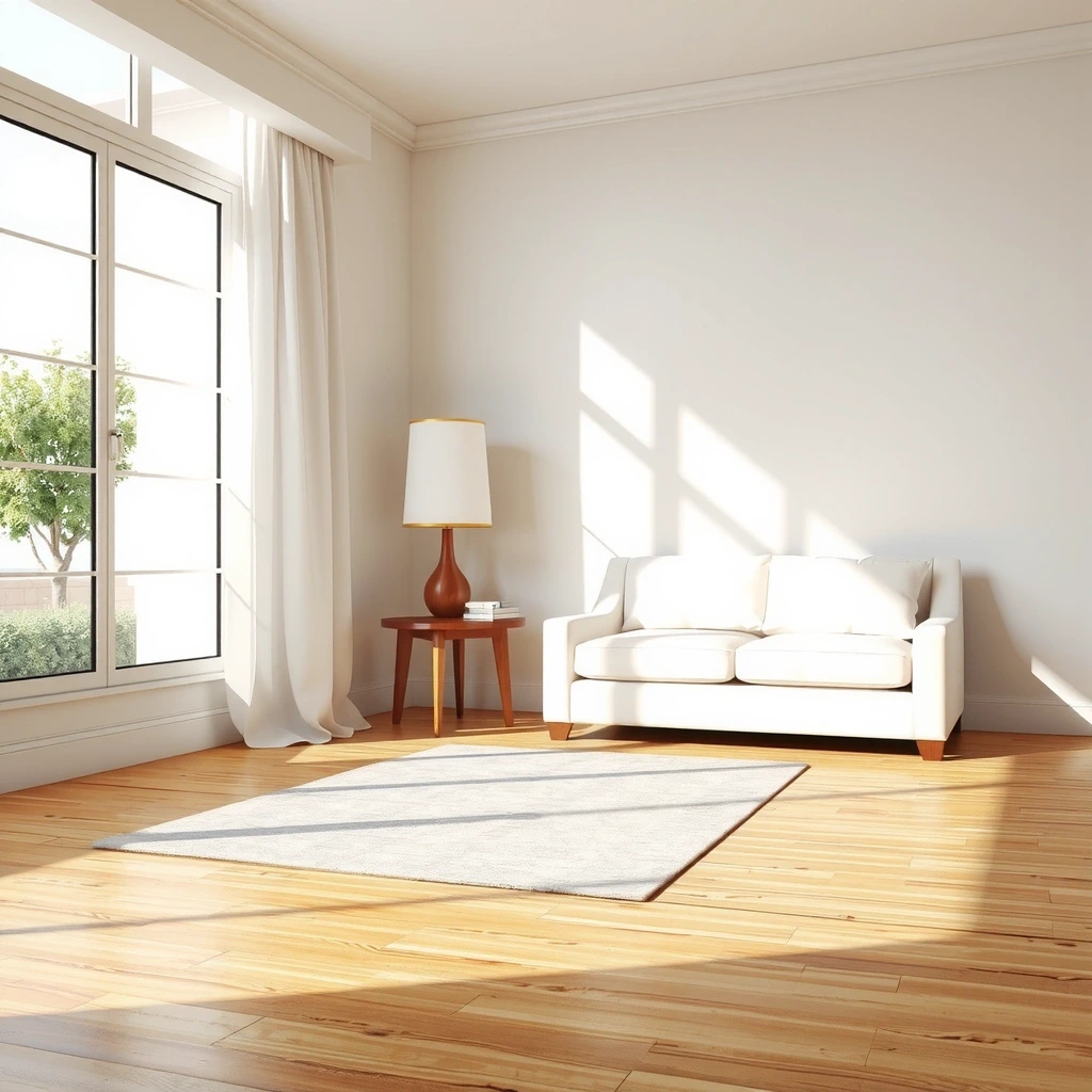 Bright, minimalist living room interior
